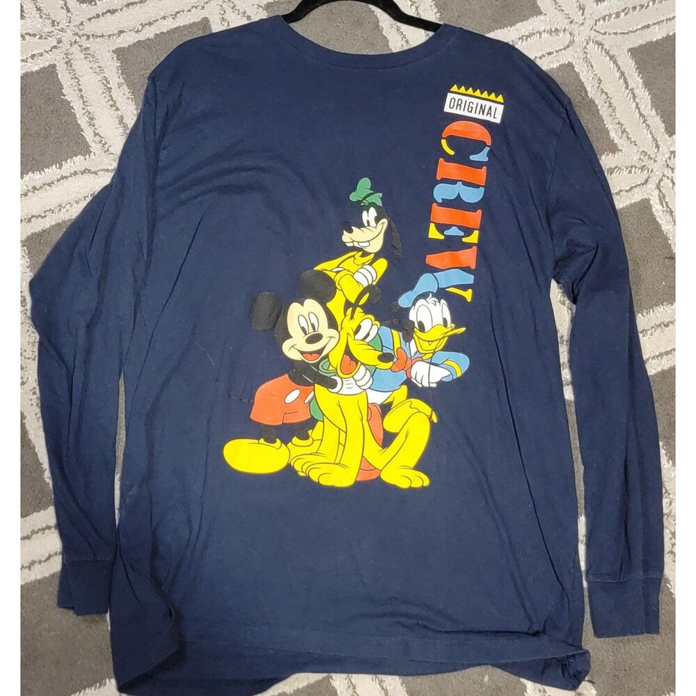 Disney Original Crew Mickey Donald Duck Pluto Goofy Blue Long Sleeve Sz 2xl